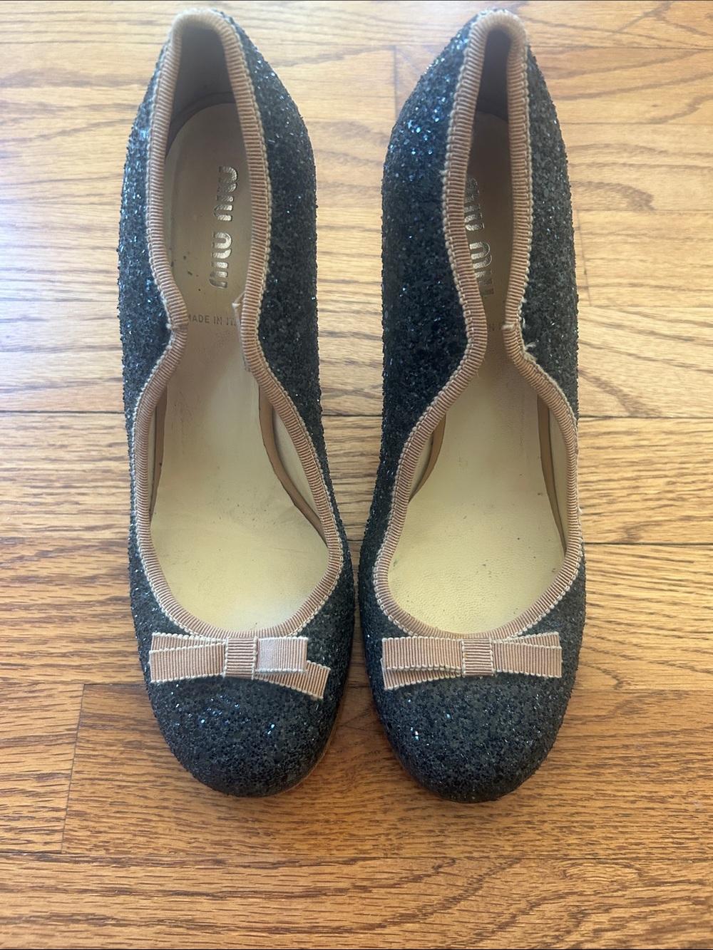 Miu Miu Vintage Sparkle Black Heels Size 37.5